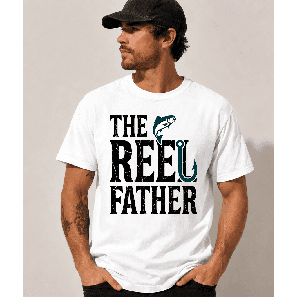Comfort Colors Retro The Reel Father Shirt - Reel Fishing Dad Shirt - Perfect Gift for Dad who loves Fishing thumbnail - back view