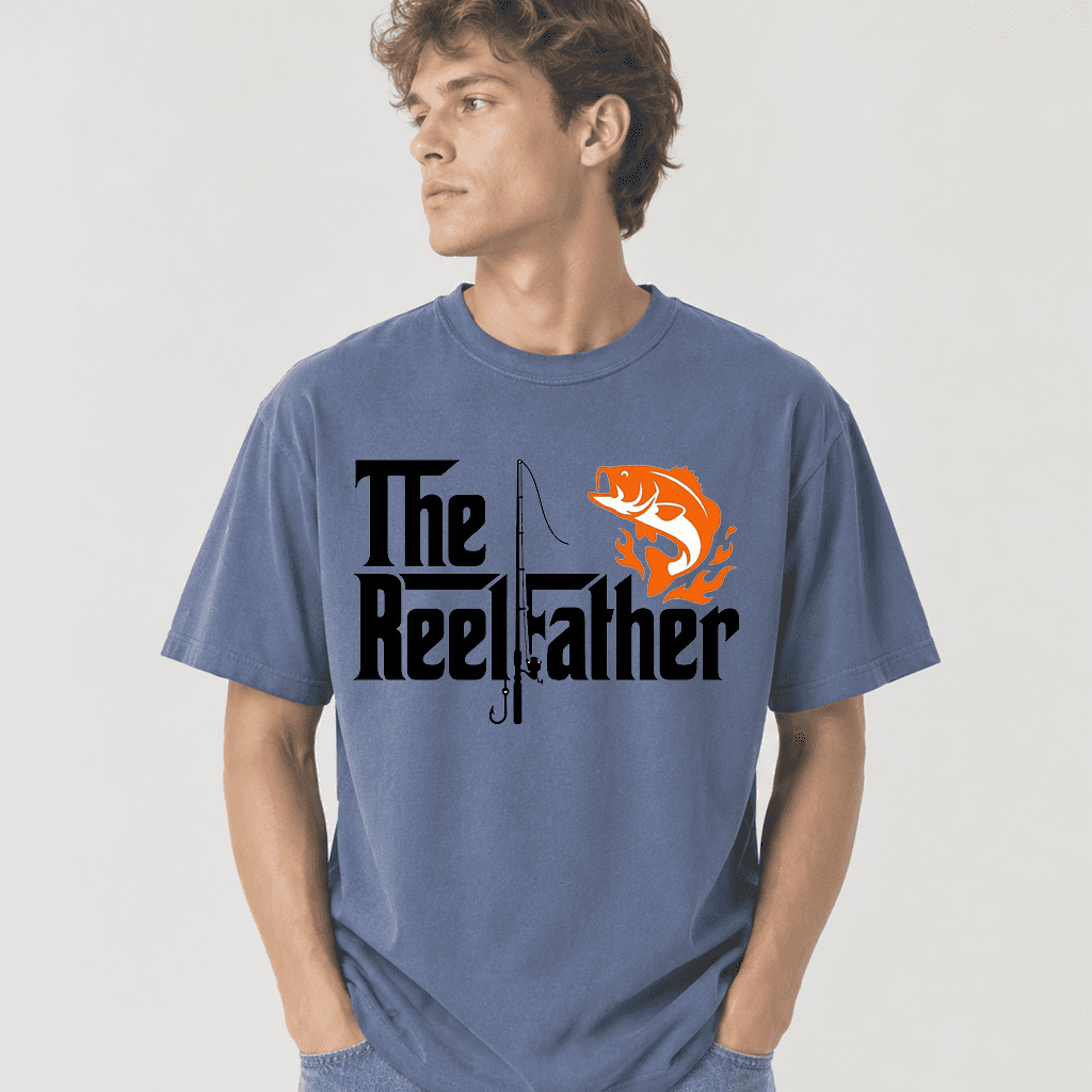 Comfort Colors The Reel Father Shirt - Fishing Dad Shirt - Perfect Gift for Father's Day thumbnail - detail view