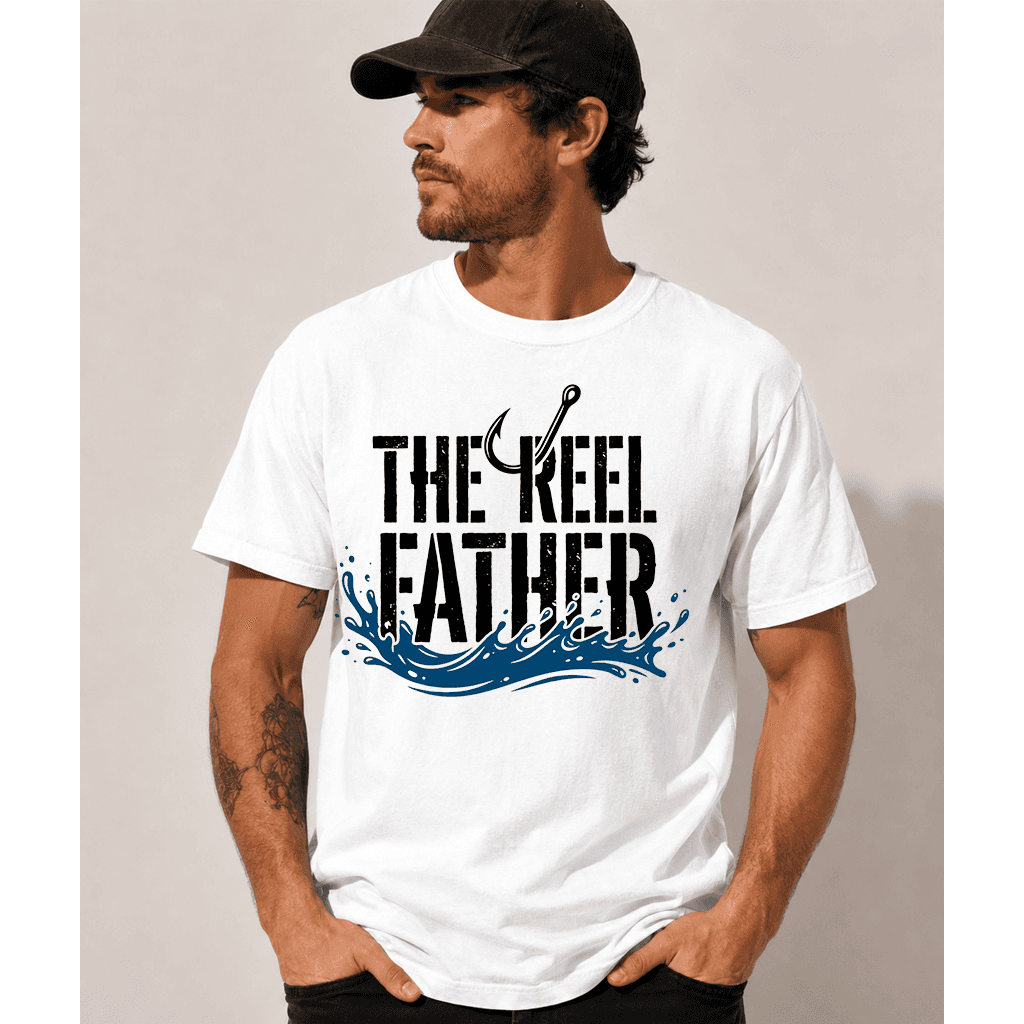 Comfort Colors Retro Reel Father Shirt - Fishing Dad Hooker Shirt - Funny Father's Day Gift for Fishing Lovers thumbnail - back view