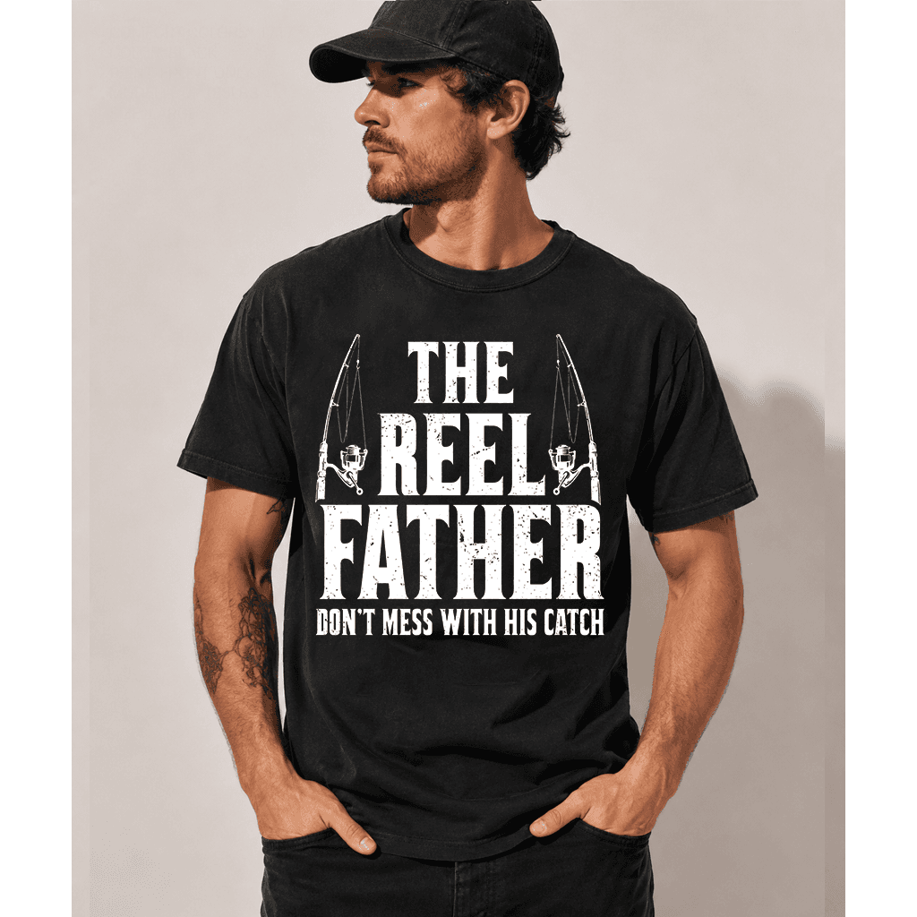 Comfort Colors The Reel Father Shirt - Fishing Dad Gift for Him thumbnail - back view