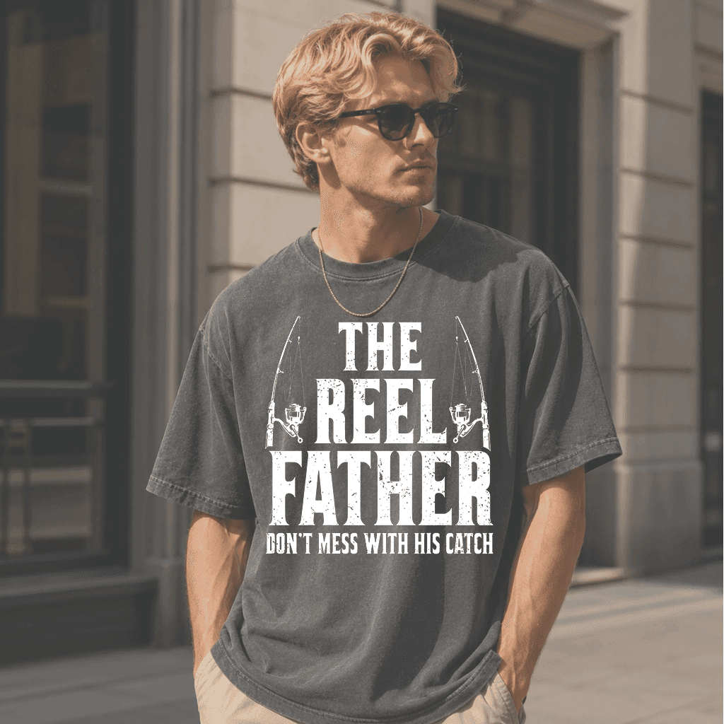 Comfort Colors The Reel Father Shirt - Fishing Dad Gift for Him thumbnail - detail view