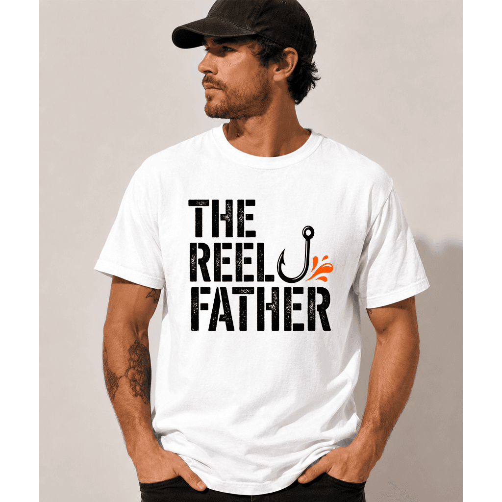 Comfort Colors The Reel Father Shirt - Dad Hooker Shirt - Funny Fishing Gift for Father's Day thumbnail - back view