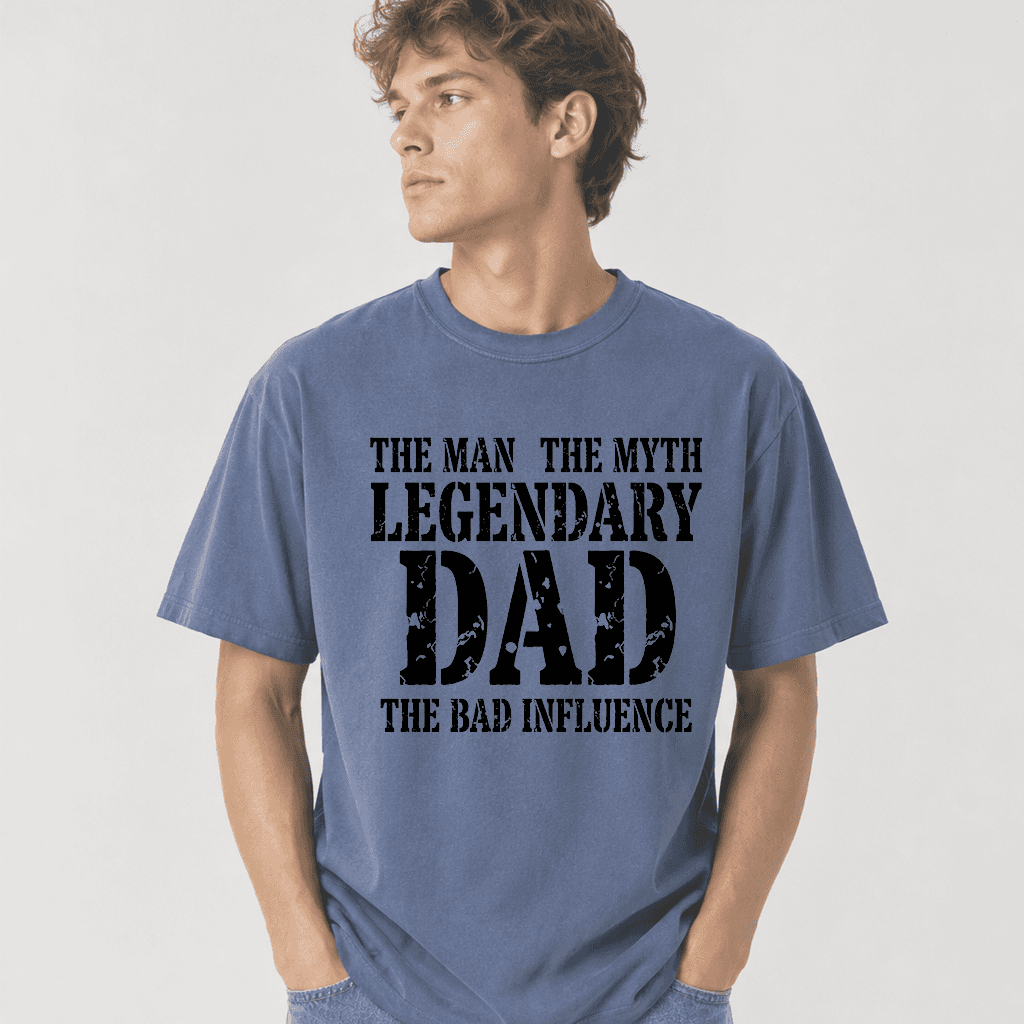 Comfort Colors The Man The Myth Legendary Dad Shirt - Funny Father’s Day Gift for Him thumbnail - detail view
