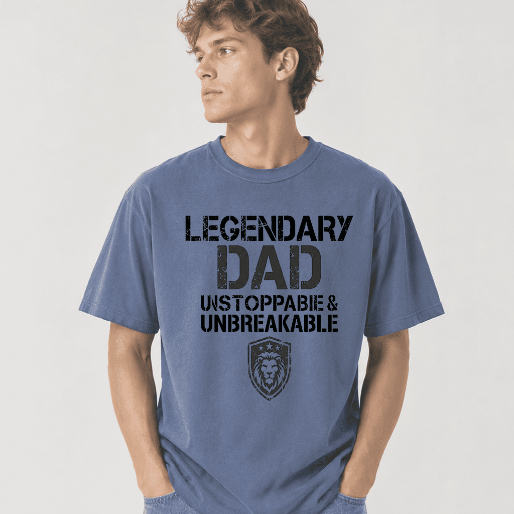 Comfort Colors Retro Lion Legendary Dad Shirt - Funny Father's Day Gift for Him thumbnail - detail view