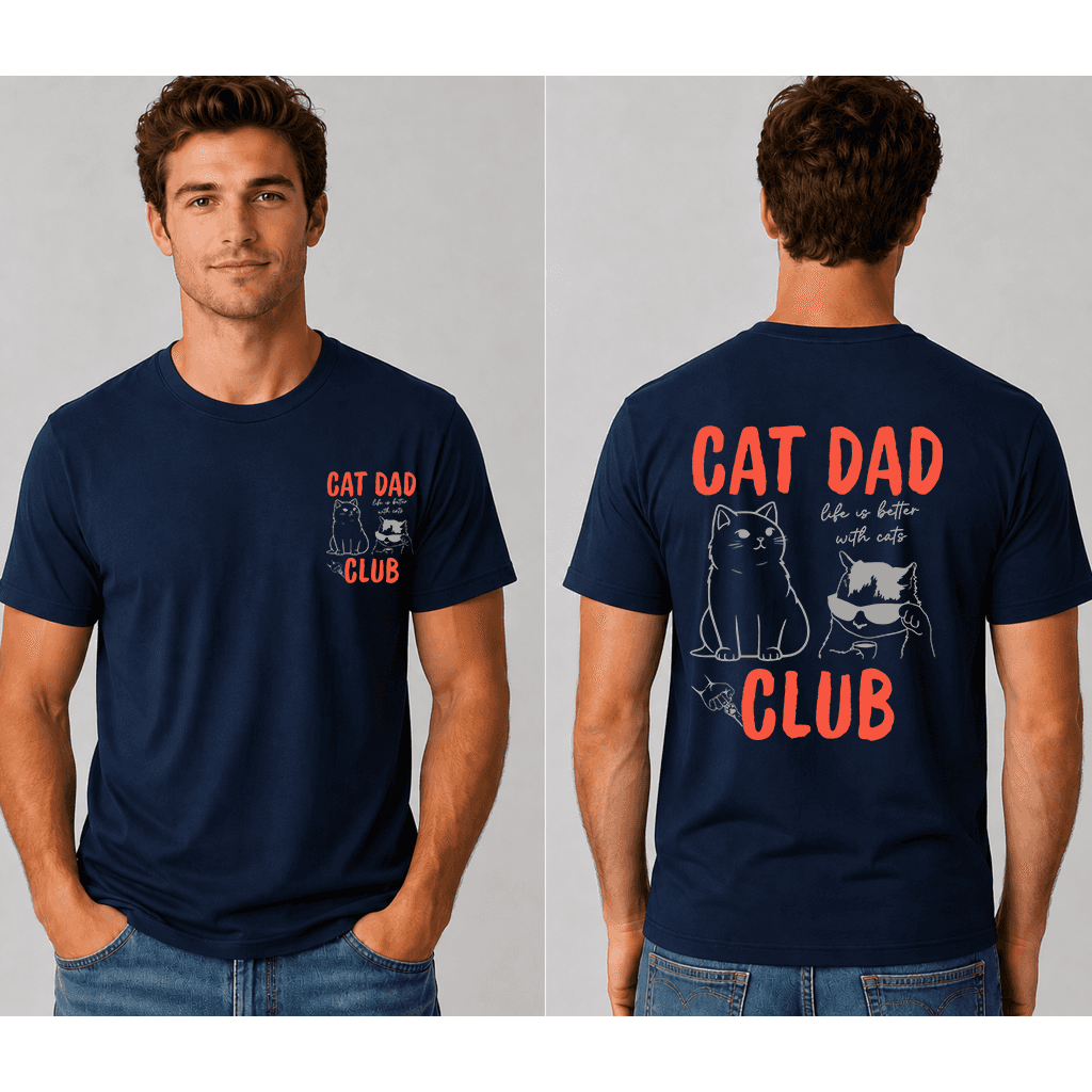 Cat Dad Club T-Shirt - Life Is Better With Cats Funny Father's Day Gift for Cat Lovers thumbnail - detail view