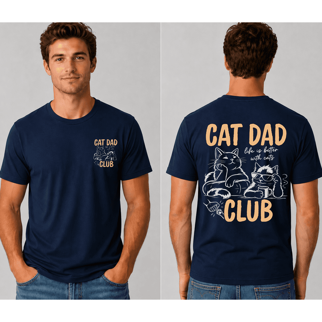 Vintage Cat Dad Club T-Shirt - Cool Cat Lover Father's Day Gift for Him thumbnail - detail view