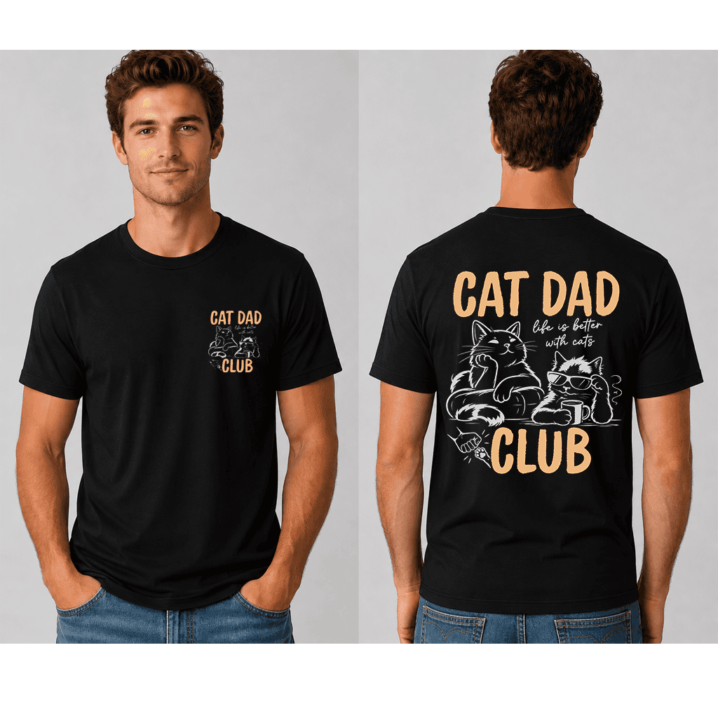 Vintage Cat Dad Club T-Shirt - Cool Cat Lover Father's Day Gift for Him thumbnail - back view
