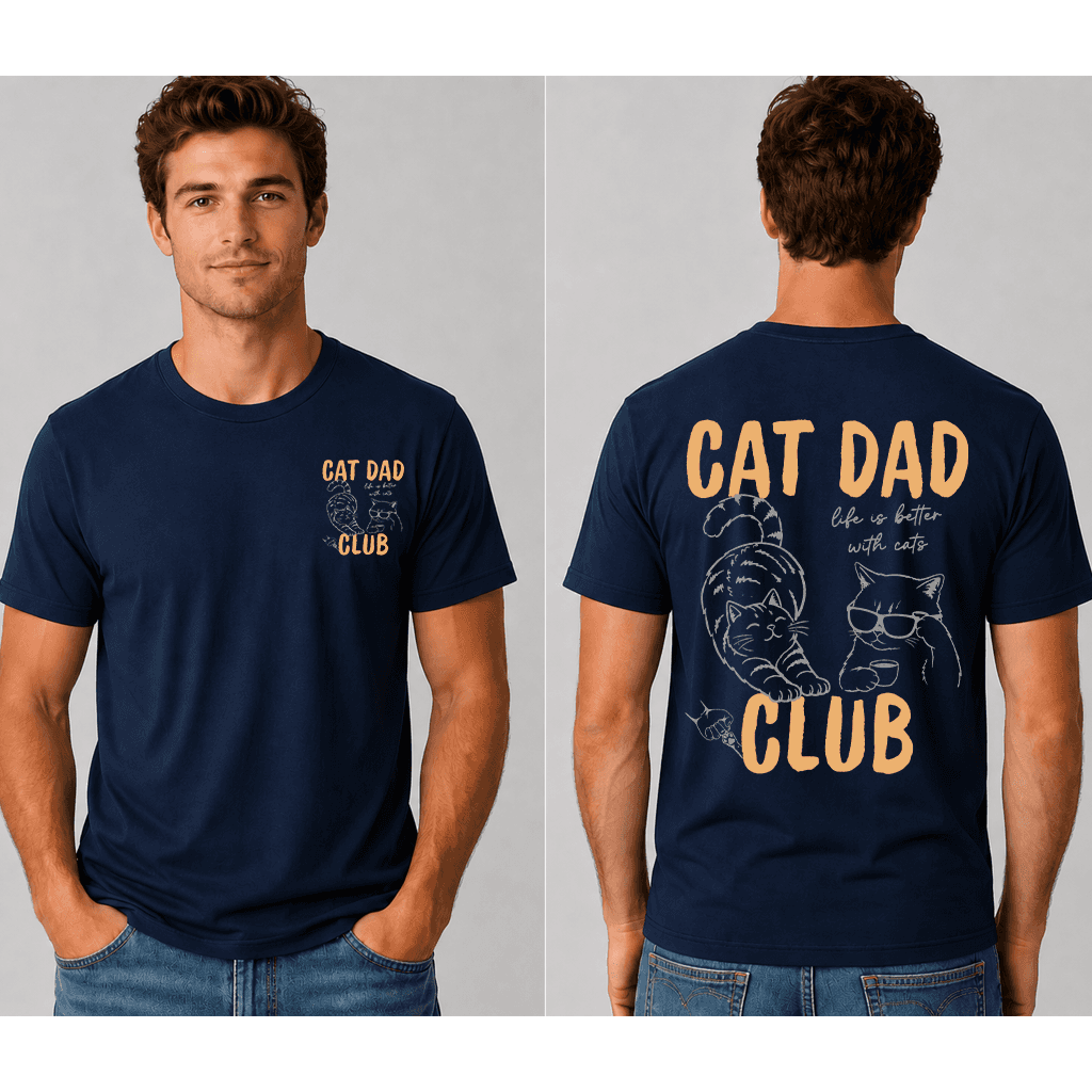 Cute Cat Dad Club T-Shirt - Life Is Better With Cats Father's Day Gift for Him thumbnail - detail view