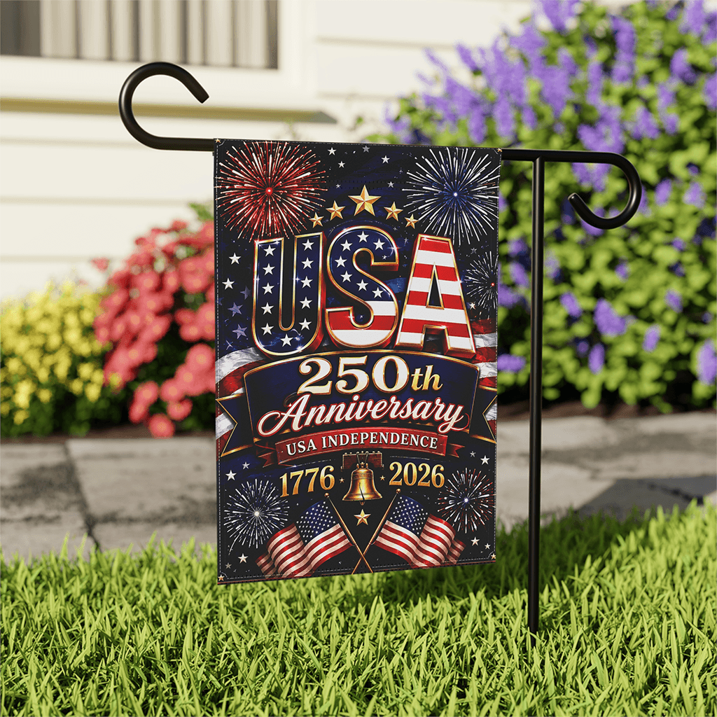 USA 250th Anniversary Garden Flag - 250 Years of Freedom Independence Day Gift for Garden Decor thumbnail - front view