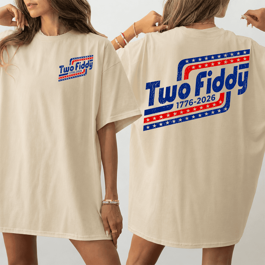 Vintage America Two Fiddy T-Shirt 2 sided - 1776 2026 Gift for Him & Her thumbnail - back view