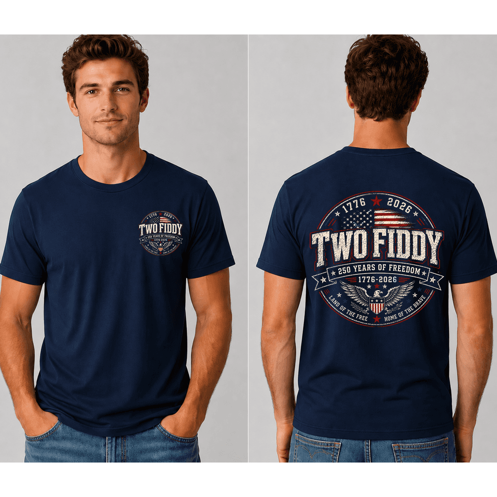 Retro Eagle Two Fiddy T-Shirt 2 sided| America 250 Years Gift for men women thumbnail - detail view