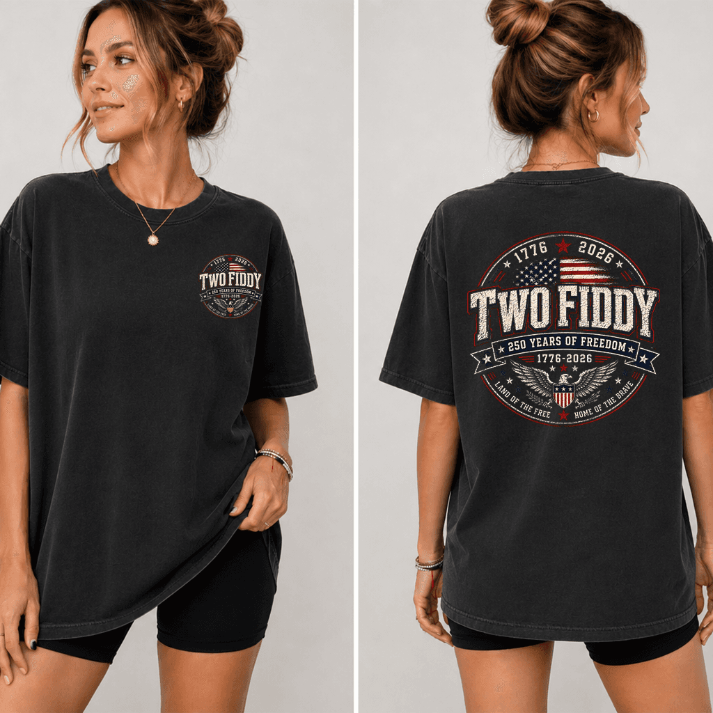 Retro Eagle Two Fiddy T-Shirt 2 sided| America 250 Years Gift for men women thumbnail - back view