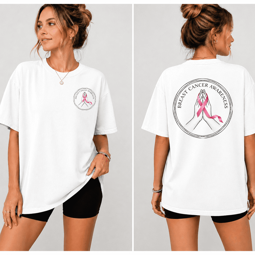 Pray for Her Breast Cancer Awareness T-shirt| Pink Ribbon Gift for Breast Cancer Fighter thumbnail - detail view