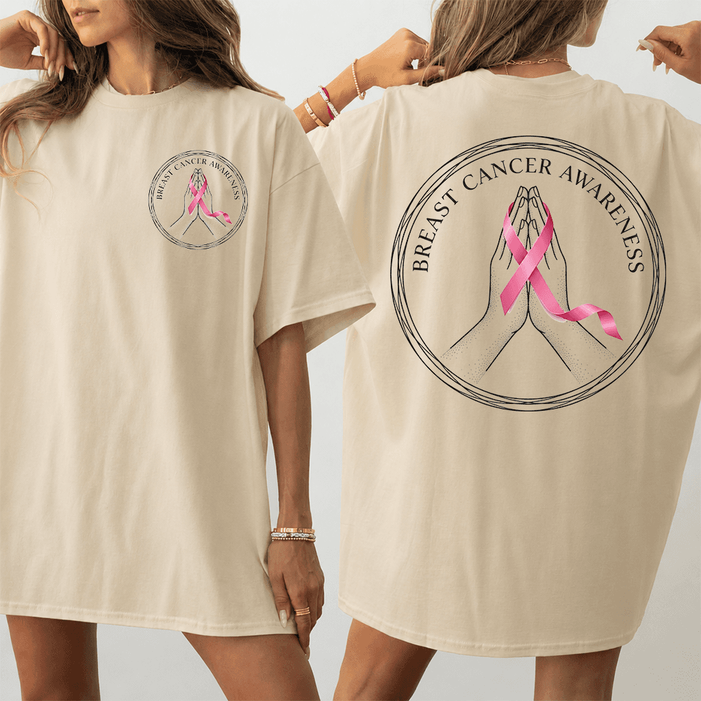 Pray for Her Breast Cancer Awareness T-shirt| Pink Ribbon Gift for Breast Cancer Fighter thumbnail - back view