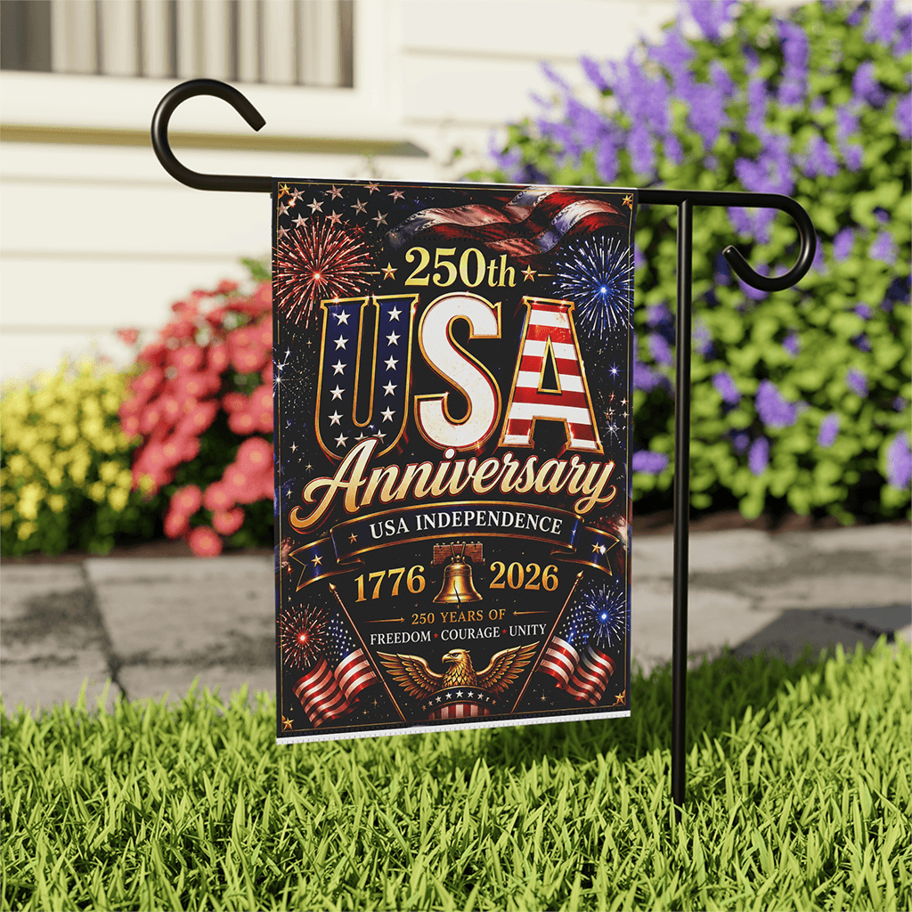 250th Anniversary USA Independence Flag - Patriotic Fireworks Party Gift for House Decoration thumbnail - back view