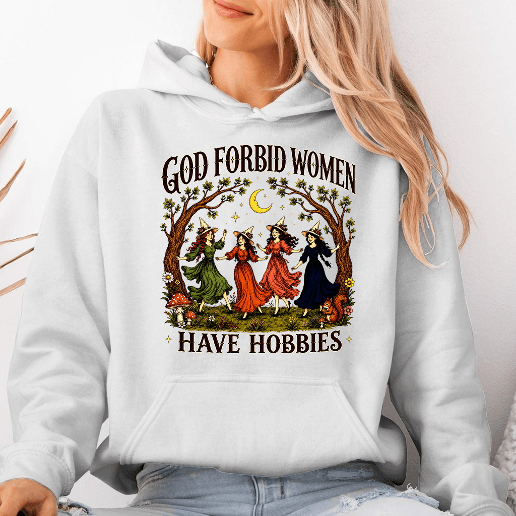 God Forbid Women Have Hobbies Salem 1692 Witch Hoodie| Feminist Spooky Season Gift for Her thumbnail - detail view