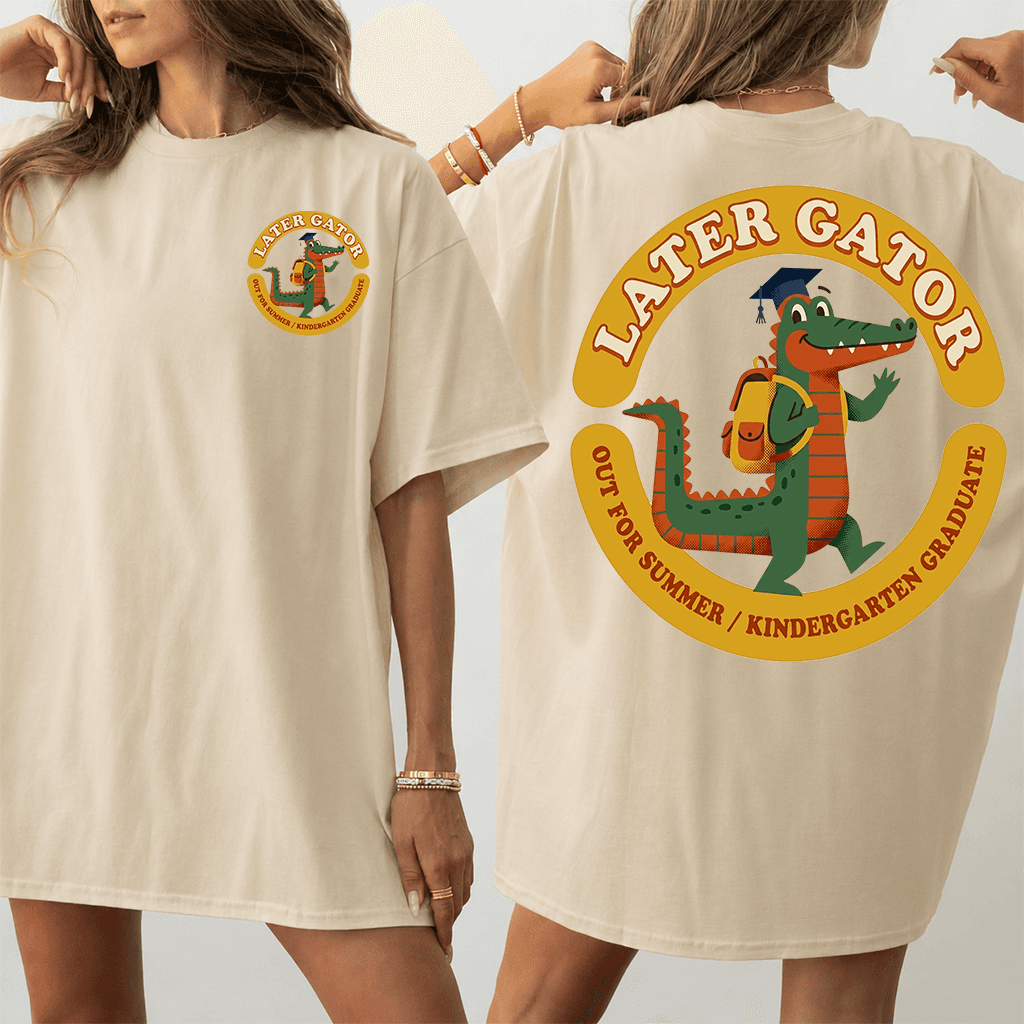 Later Gator Funny Graduation Season T-Shirt| Out for Summer Funny Gator Gift for Teachers & Students thumbnail - back view