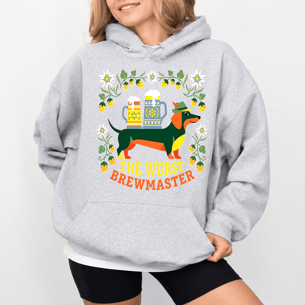The Wurst Brewmaster Dachshund Oktoberfest Hoodie | Funny German Oktoberfest Gift for Beer Lovers thumbnail - back view