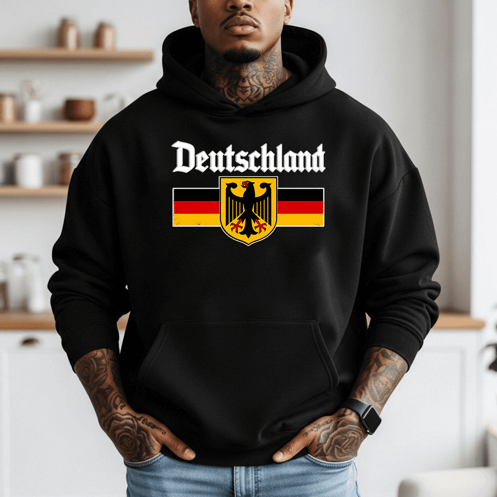 Deutschland Flag Eagle Vintage German Oktoberfest Hoodie | German Heritage Pride Gift for Beer Lovers thumbnail - back view