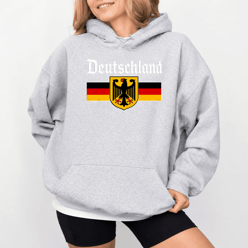 Deutschland Flag Eagle Vintage German Oktoberfest Hoodie | German Heritage Pride Gift for Beer Lovers thumbnail - detail view