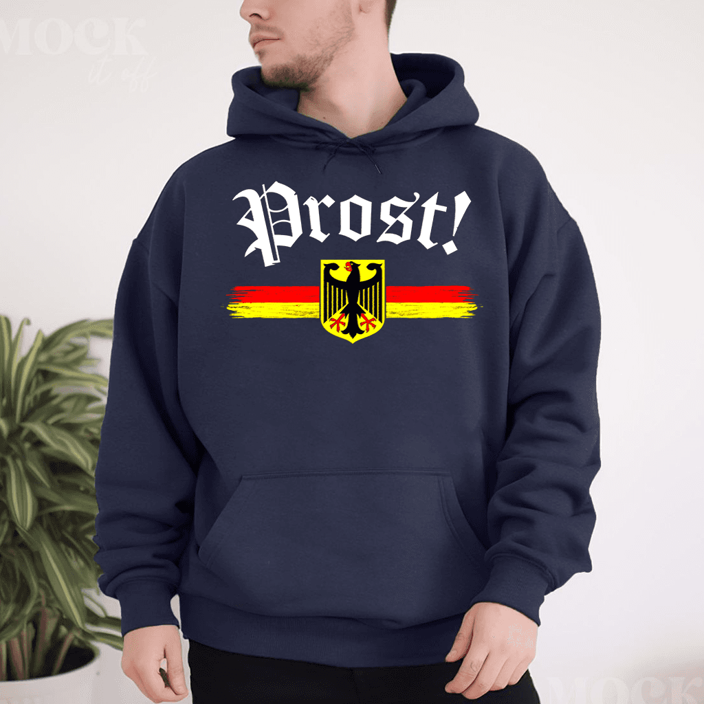 Vintage Prost Oktoberfest Hoodie for Men Women Germany Flag Cheers Gift Beer Lovers thumbnail - detail view