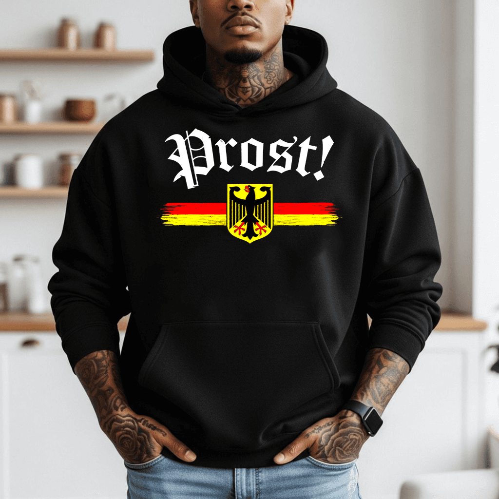 Vintage Prost Oktoberfest Hoodie for Men Women Germany Flag Cheers Gift Beer Lovers thumbnail - back view