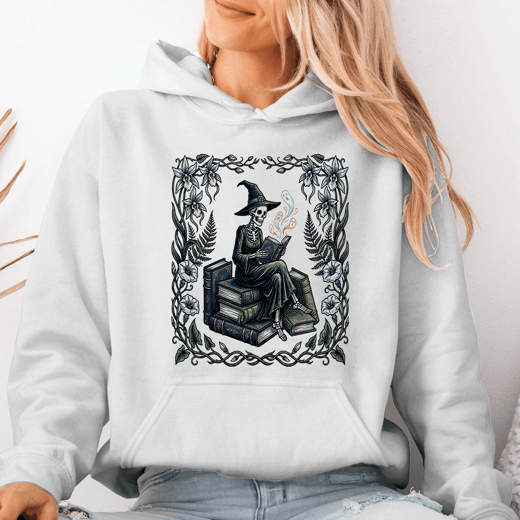 The Reader Bookish Funny Spooky Ghost Hoodie| Spooky Halloween Gift for Bookish Lovers thumbnail - detail view