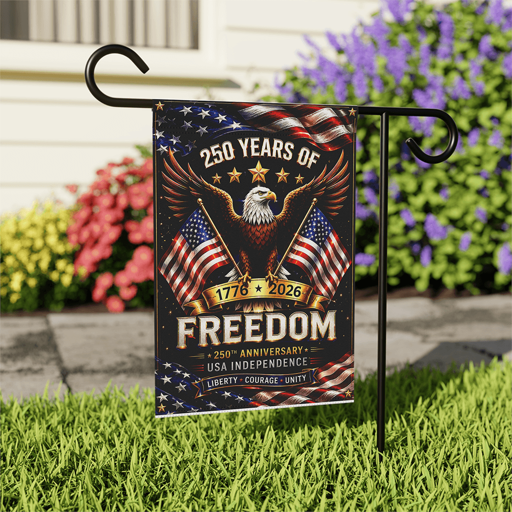 America Eagle 250 Years of Freedom Garden Flag - Independence Gift for Him & Her thumbnail - front view