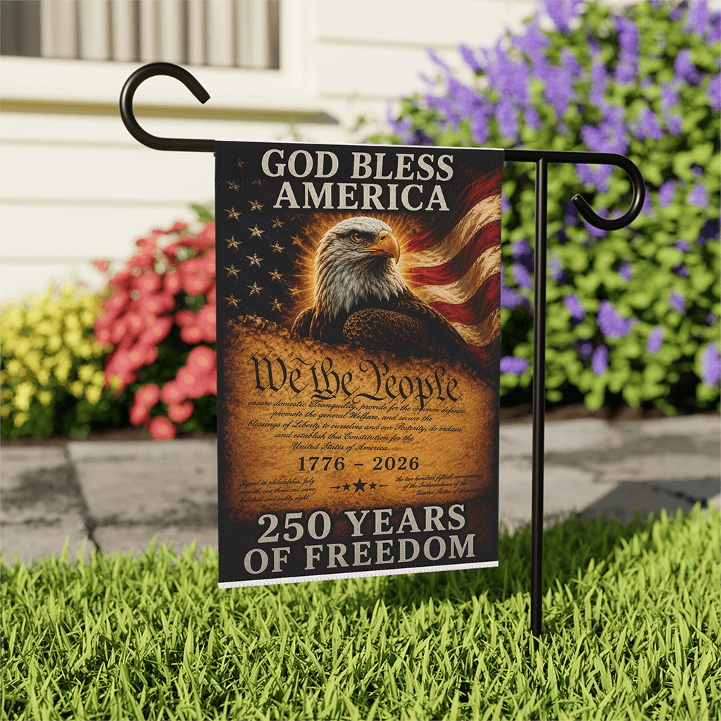 250th Anniversary God Bless America Flag - Patriotic Eagle Yard Banner - Independence Gift for House Decor thumbnail - front view