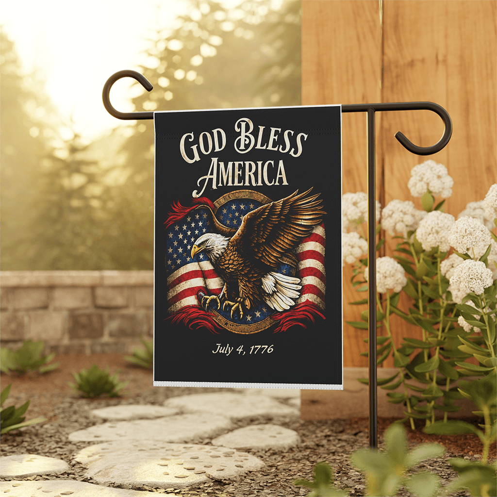 God Bless America 4th of July 1776 Flag - Patriotic Eagle Gift for House Decoration thumbnail - back view