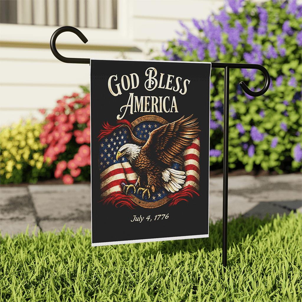 God Bless America 4th of July 1776 Flag - Patriotic Eagle Gift for House Decoration thumbnail - front view