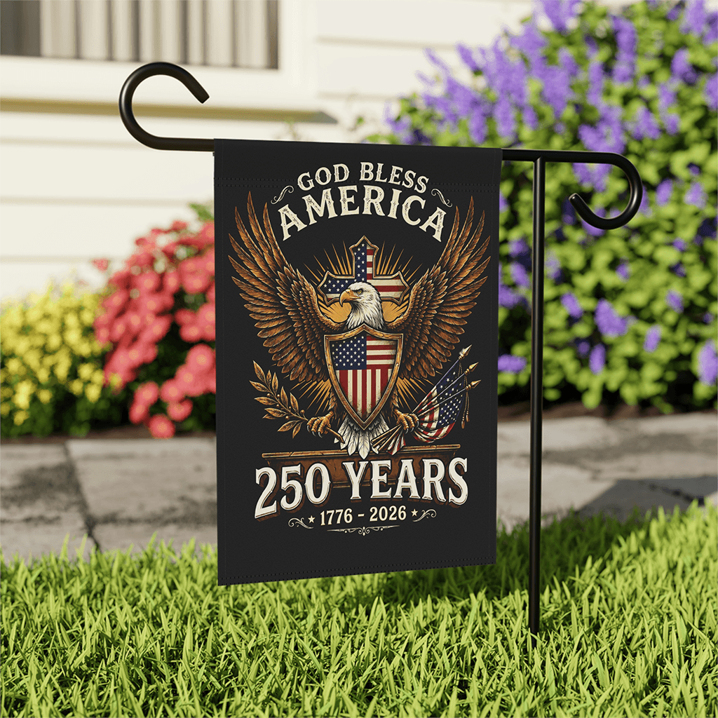 God Bless America 1776 2026 250 Years Christian Flag - Patriotic Eagle Gift for House Decoration thumbnail - back view