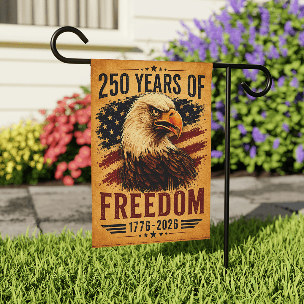 250 Years of Freedom Garden Flag - Patriotic Eagle Yard Banner - Gift for Independence Day thumbnail - front view