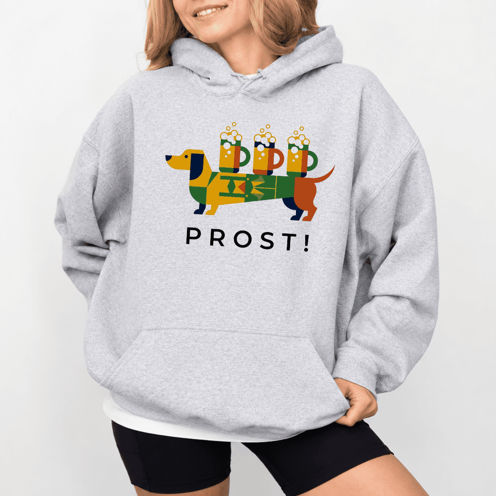 Prost Dachshund Oktoberfest Hoodie| Funny German Oktoberfest Gift for Beer Lovers thumbnail - back view