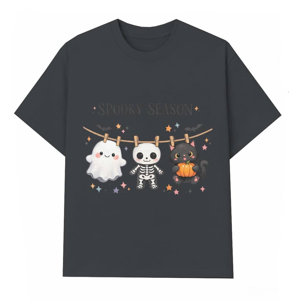 pastel halloween character lineup spooky season art print T-shirt