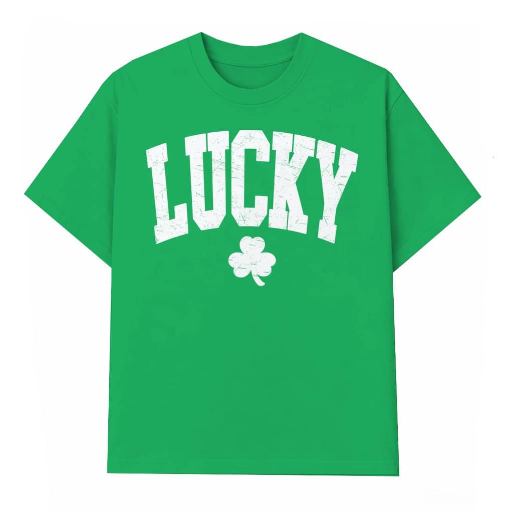 Lucky Shamrock T-shirt – St Patrick's Day Gift for Women Cute Neutral Crewneck