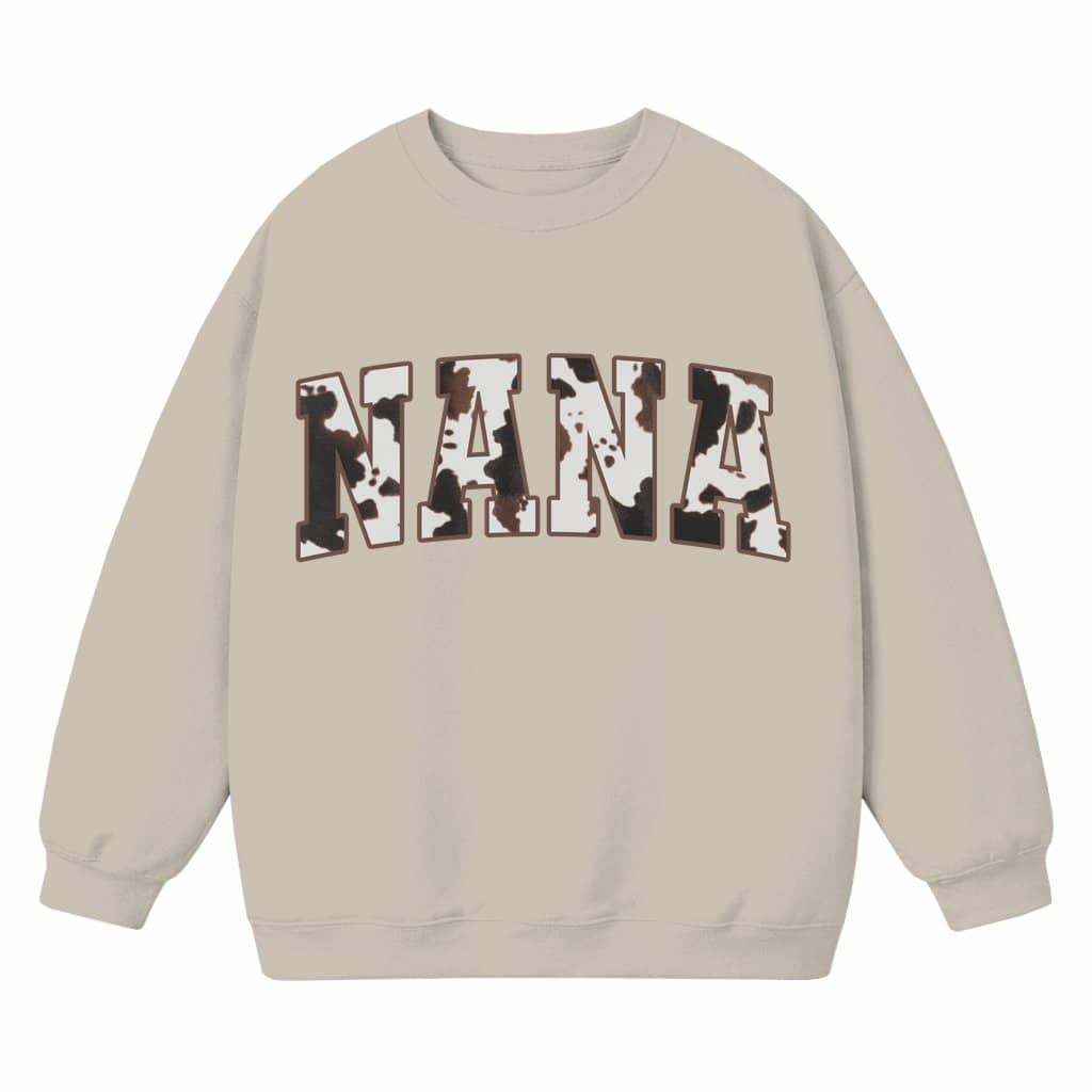 Western Cow Print Sweatshirt – Varsity Gift for Nana