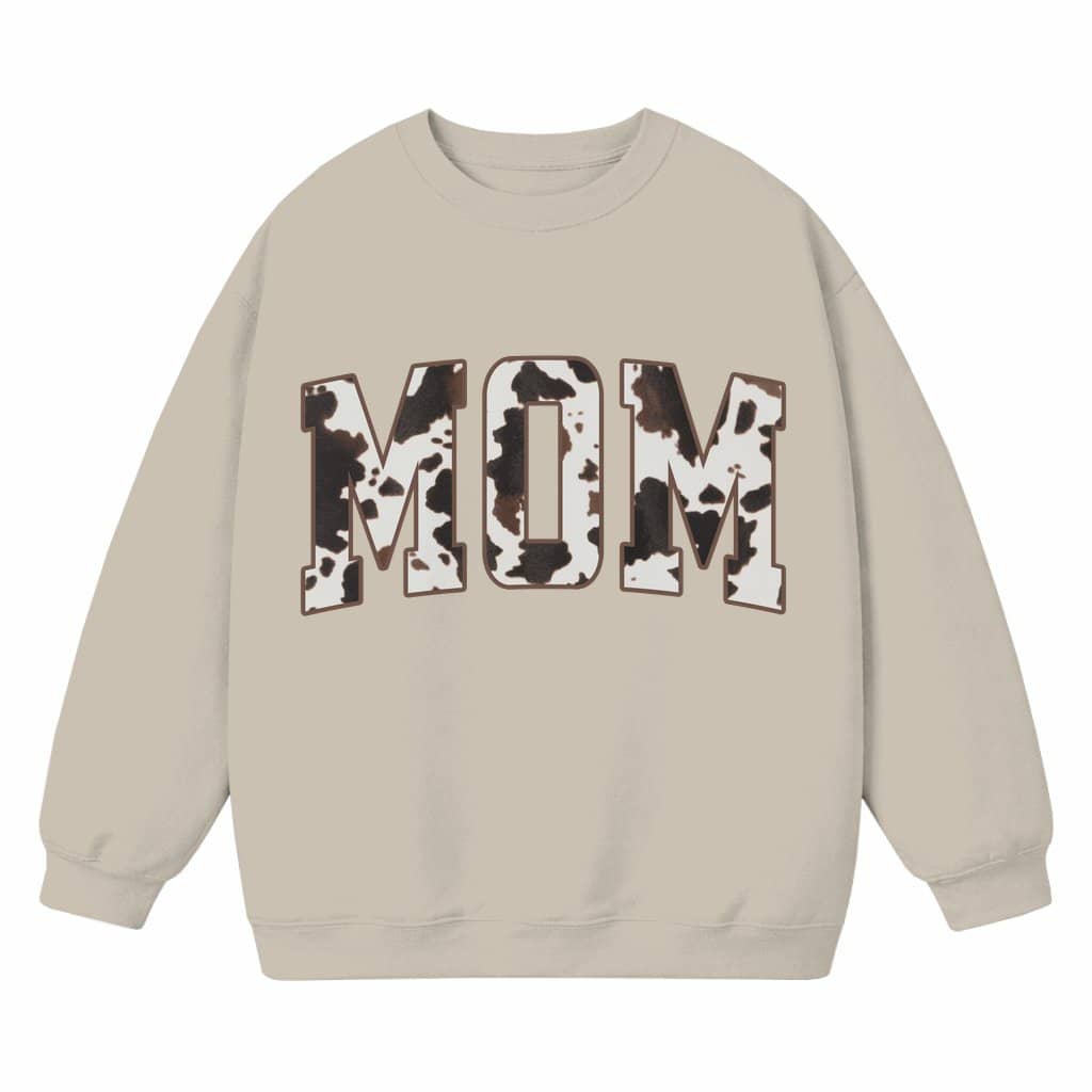 Cow Print Sweatshirt – Mother's Day Gift for Mom Western Varsity Country Style