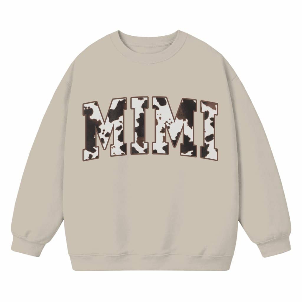 Cow Print Mimi Sweatshirt – Gift for Mimi Western Country Varsity Style