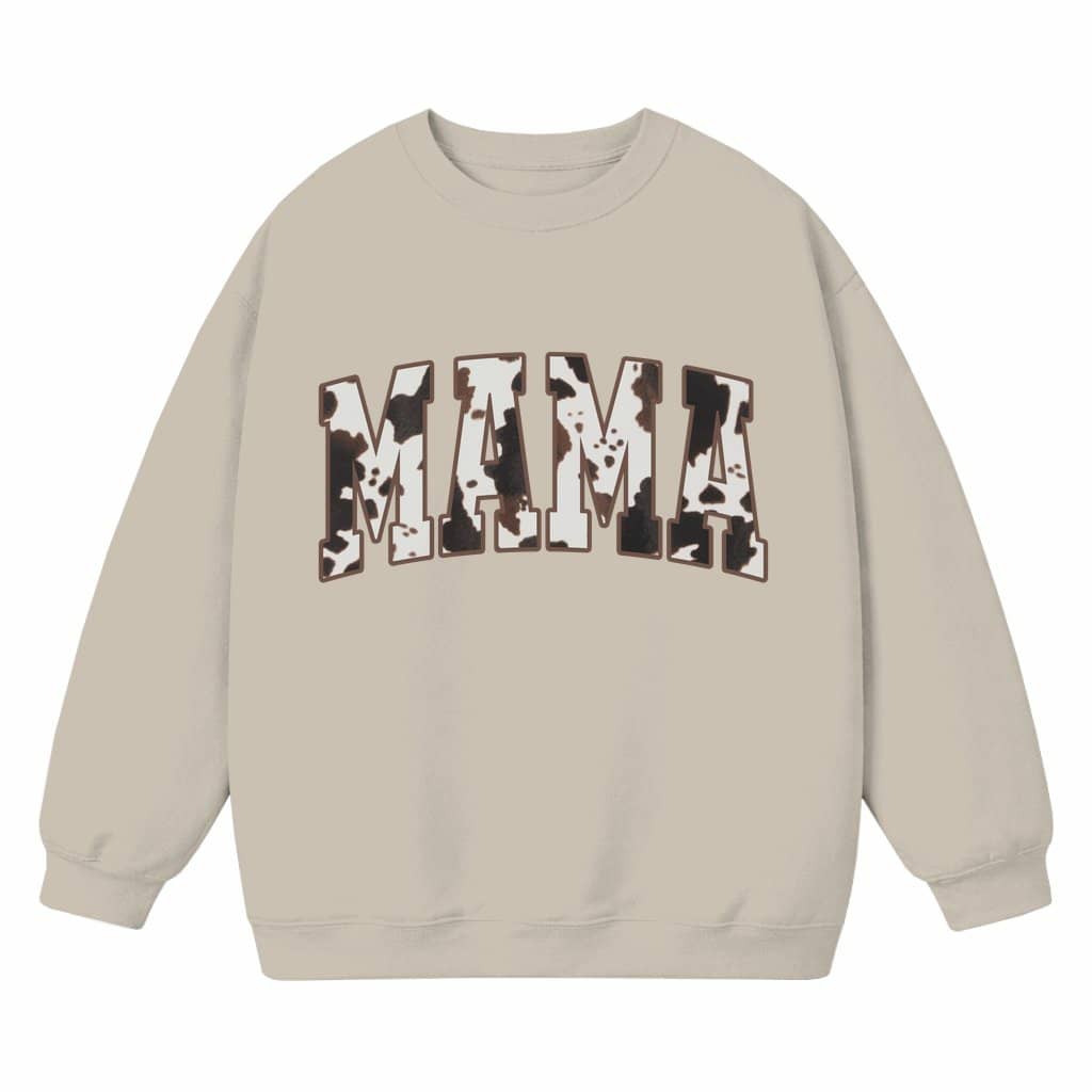 Cow Print Varsity Letter Sweatshirt – Western Gift for Mama
