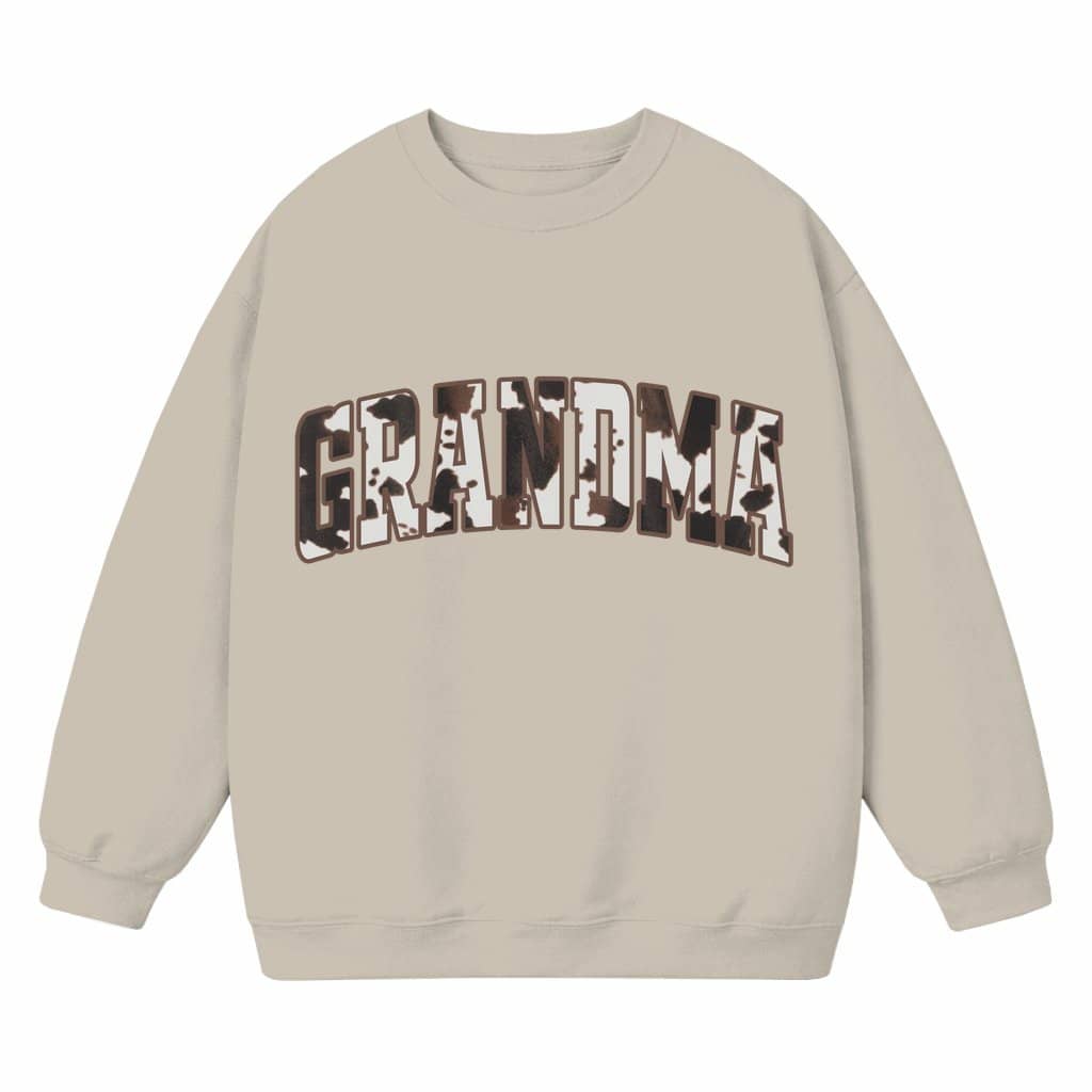 Cow Print Grandma Sweatshirt – Gift for Grandma Western Varsity Letters