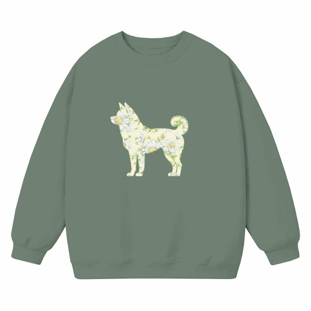 Botanical Daisy Akita Sweatshirt – Gift for Dog Lover Women Cute