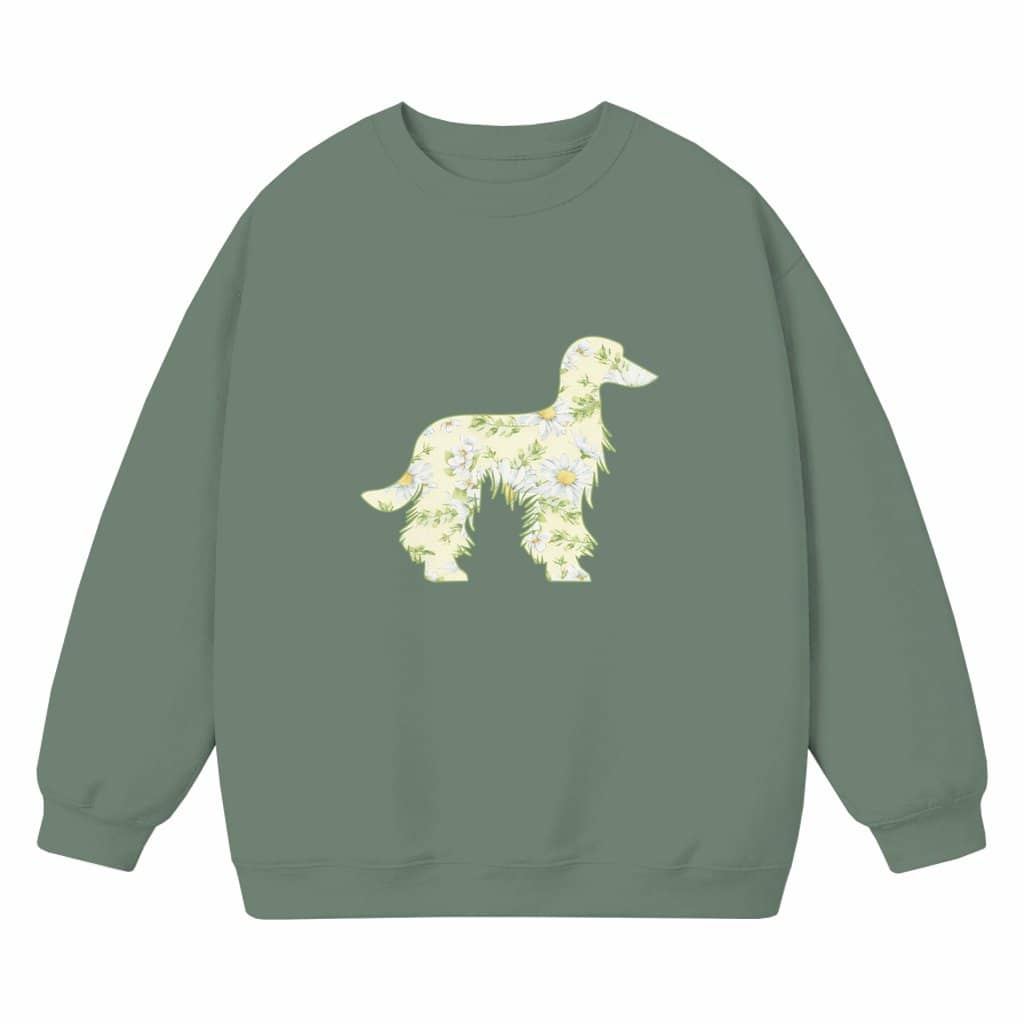 Floral Afghan Hound Sweatshirt – Gift for Dog Lover Women Botanical Daisy Cute