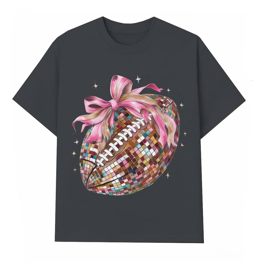 Coquette Football Bow T-shirt – Game Day Gift for Her Cute