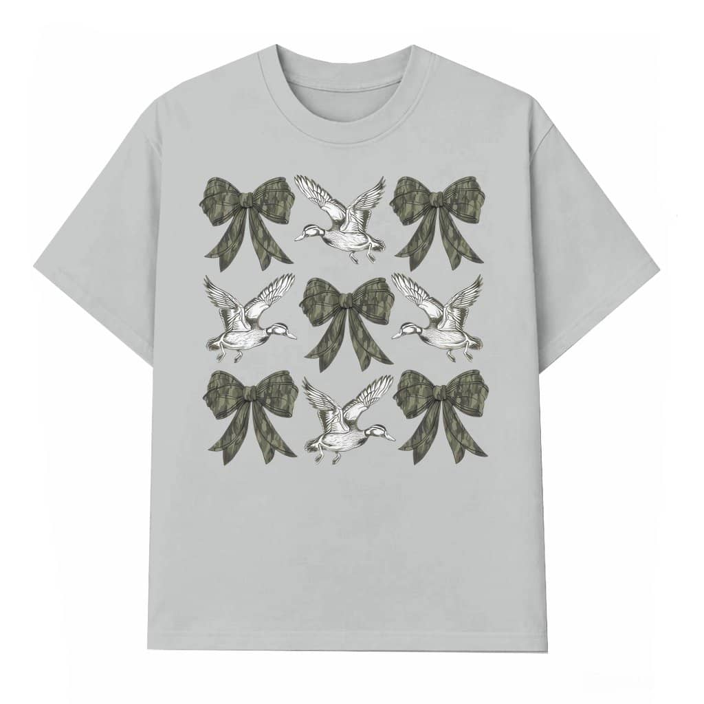 Camo Coquette Bow T-shirt – Birthday Gift for Him or Her Vintage Trendy
