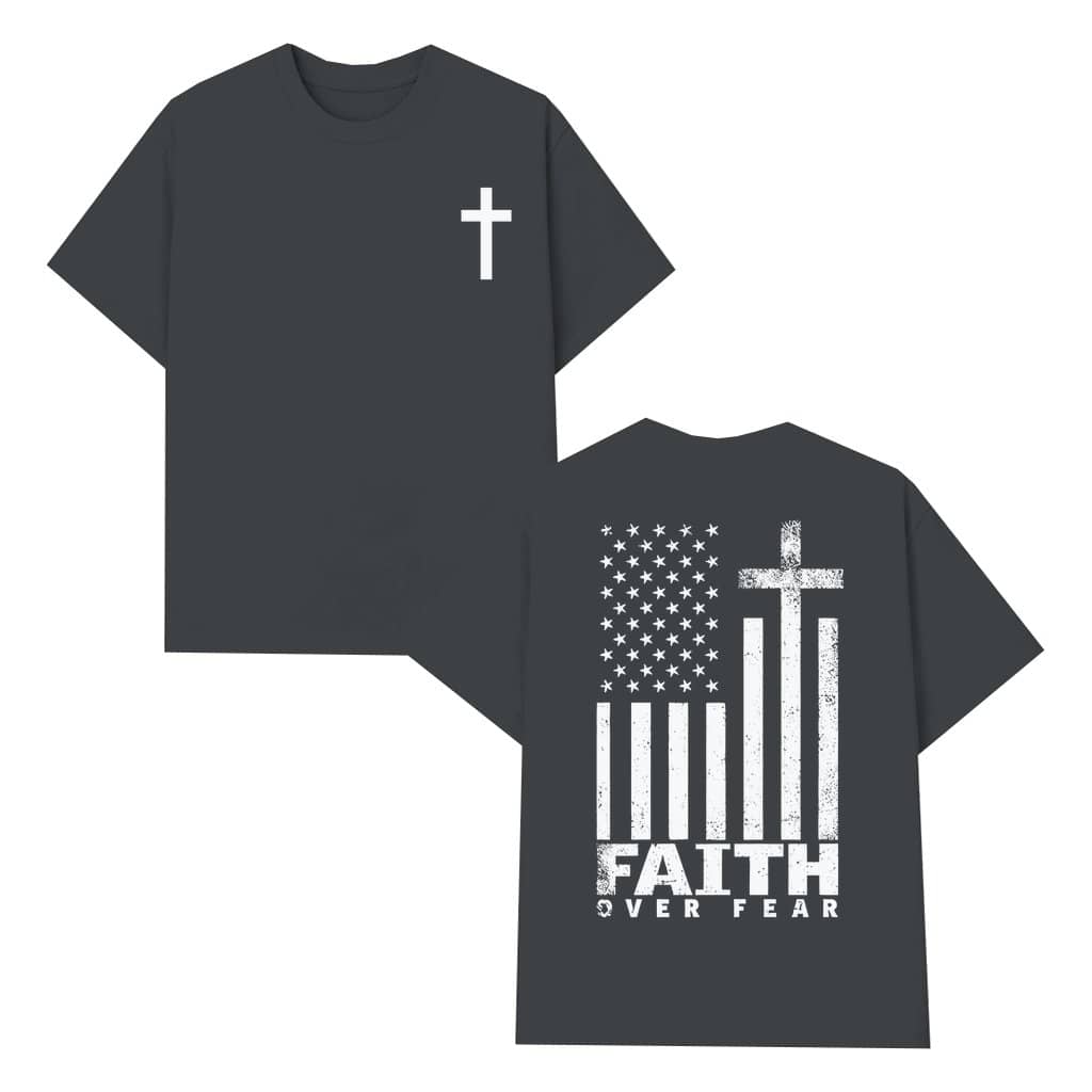 Faith Over Fear Christian T-shirt – Gift for Believers Outdoorsmen Camo Cross