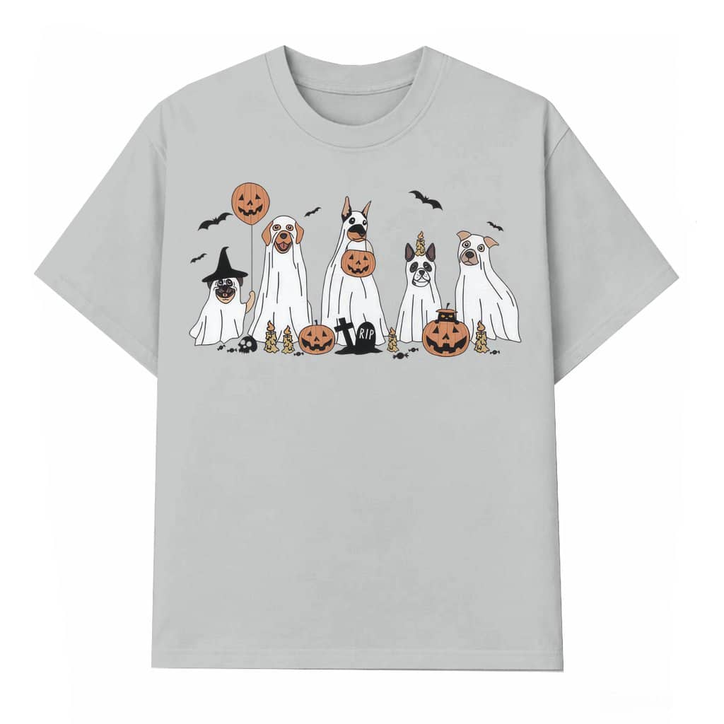 Vintage Ghost Dog T-shirt – Halloween Gift for Dog Lovers Retro Spooky