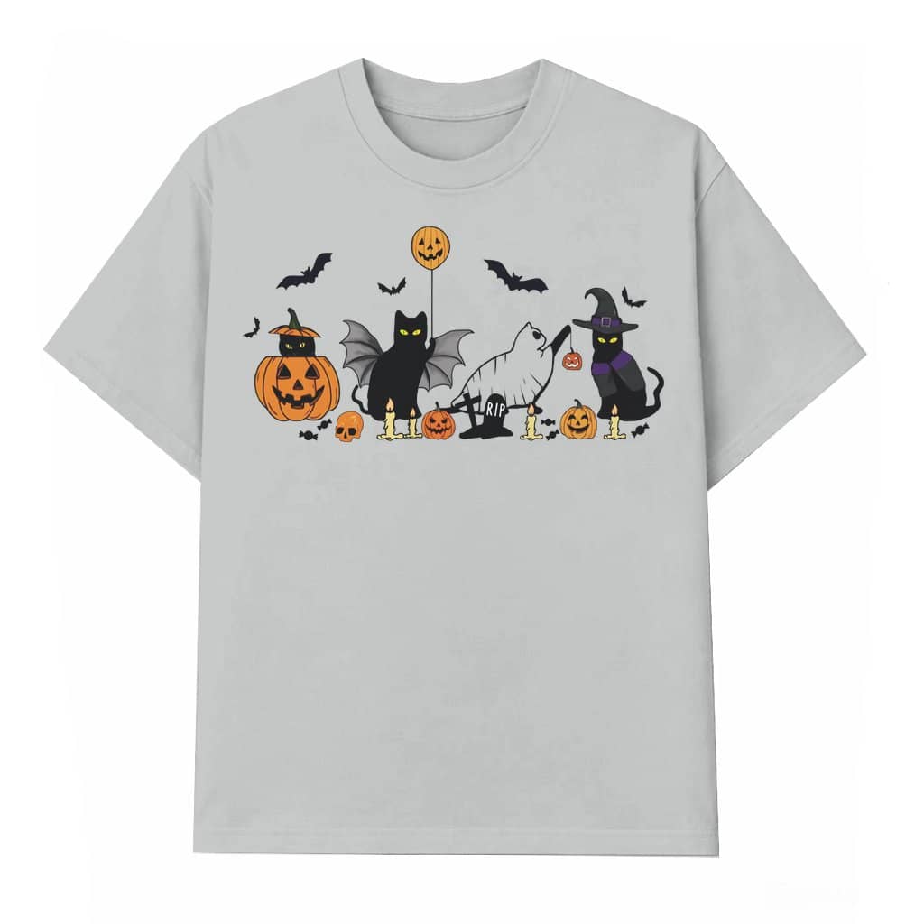 Funny Halloween Ghost Cat T-shirt – Halloween Gift Vintage Oversized Cute Spooky