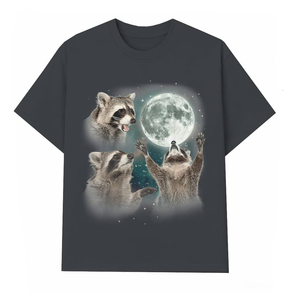 Funny Raccoon Moon Wash Tee – Gift for Raccoon Lovers Vintage Retro Oversized