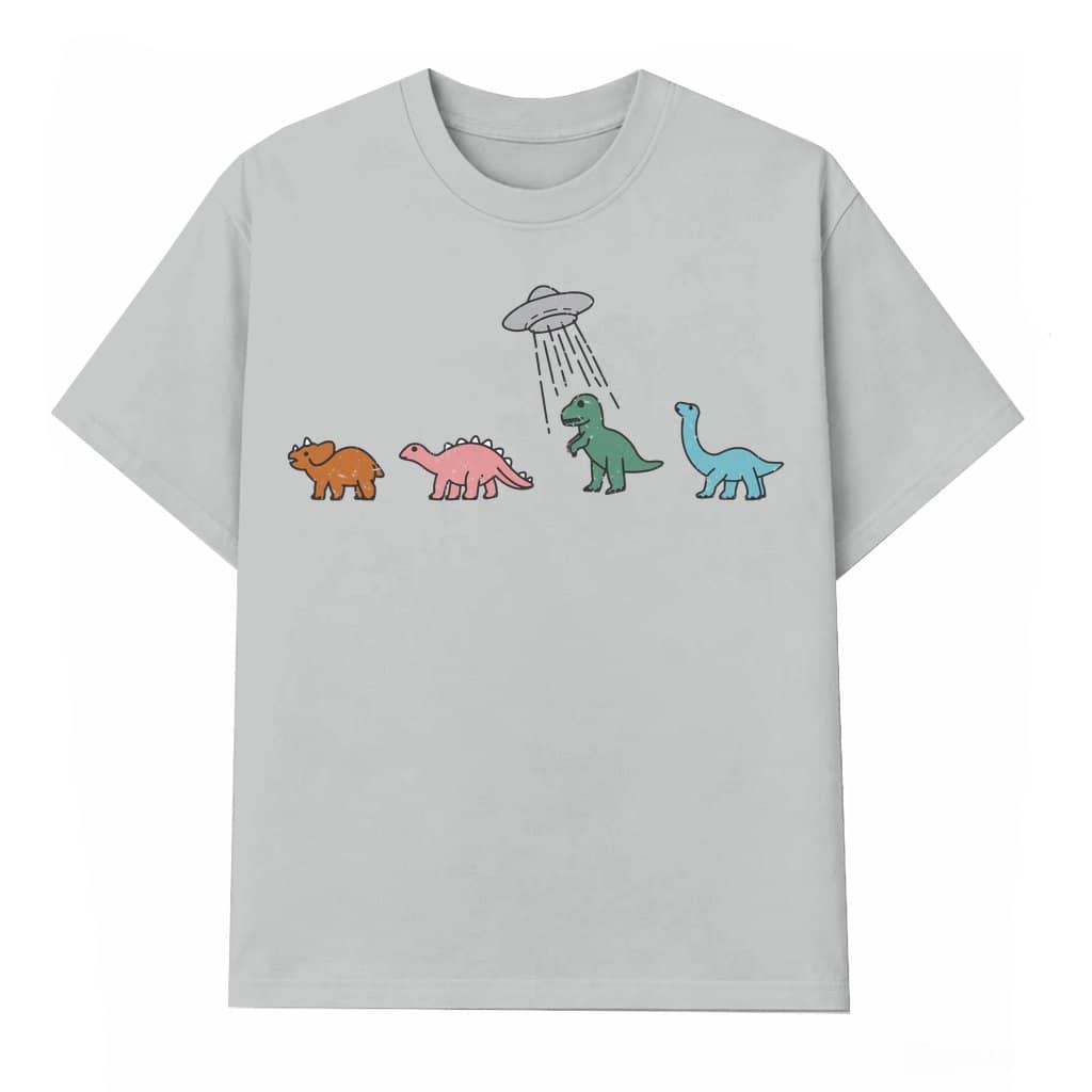 Funny Dinosaur UFO T-shirt – Birthday Gift for Dino Lover Vintage Retro 90s